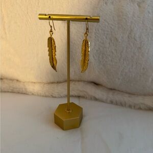 Gold Feather Earrings